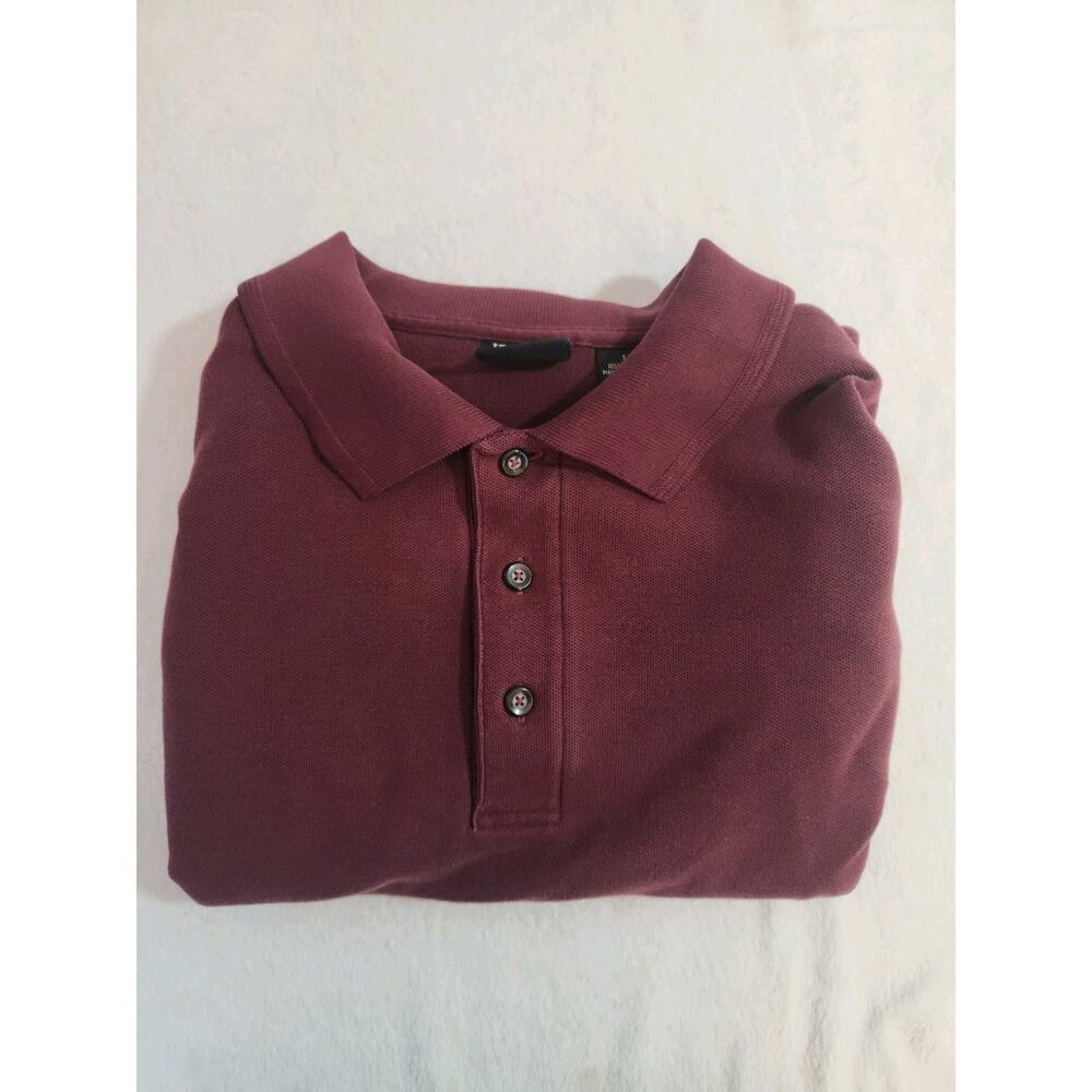 Jos A Bank Polo Mens Large Red Golf Rugby Long Sleeve Athleisure Activewear